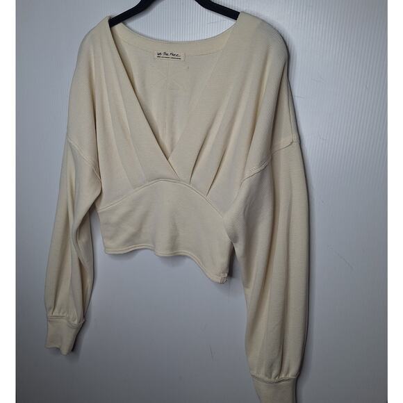 Free People We The Free All Nighter Thermal Top Medium Cream Crop Long Sleeve - Picture 3 of 9